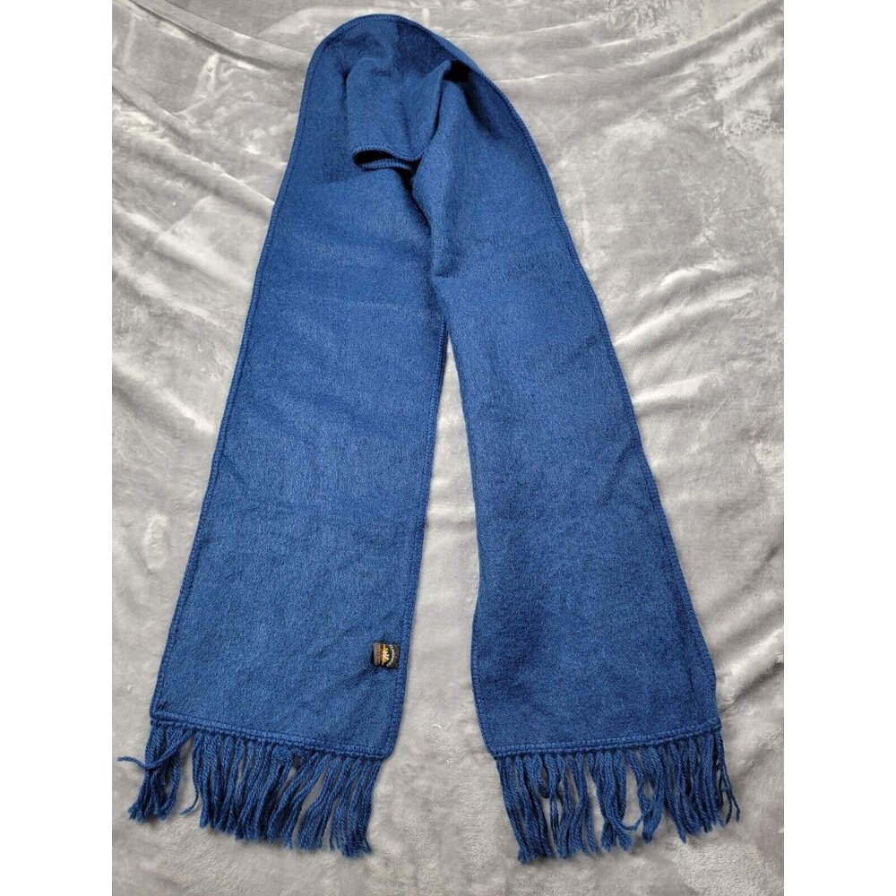 Alpaca Scarf Blue Fringe Ccahuantico EUC 64x8